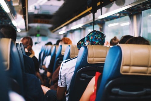 Passengers inside plane